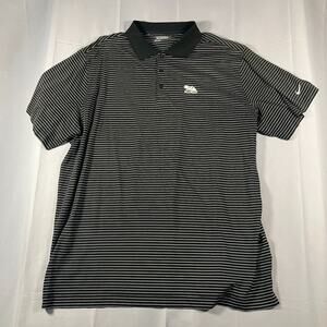 Nike Golf Dri-FIT Polo Shirt Mens 3XL Black White Striped PGA West Tour Perform
